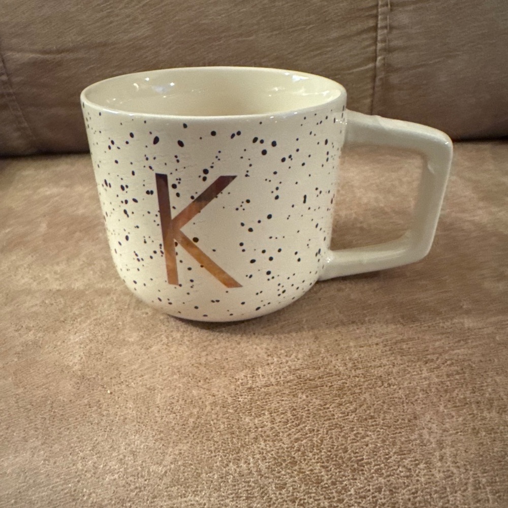 Thyme And Table Monogram Collection Ceramic Mug Letter "K” 13.5 oz Unique